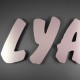 Lettres LYA en alu brossé rose